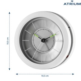 Atrium moderner Design Wecker Analog Quarz ohne Ticken mit Licht und Snooze Weiß Silber Rund A106-0