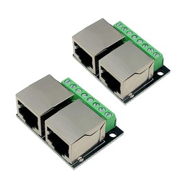 Teansic 2PCS RJ45 Ethernet Dual Female Terminal Breakout Board,3.5mm Pitch 8Pin RJ45 Screw Connector Board Shielded Network Adapter Terminal