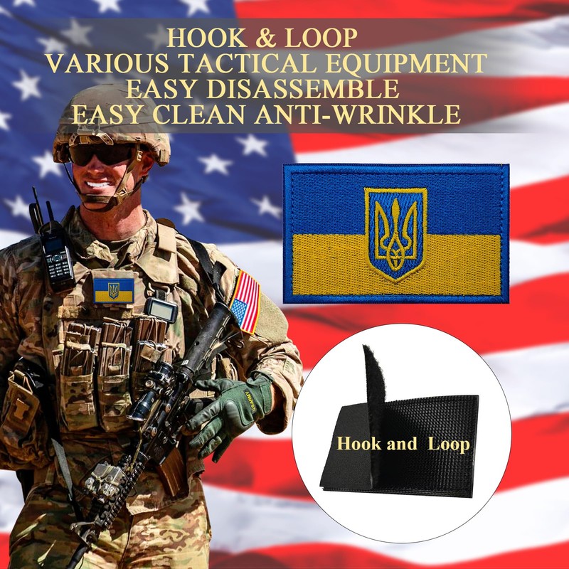 EmWoot 2PCS Ukraine Flag Patch Embroidered Morale Patch Military Tactical