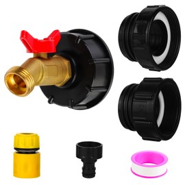 Mzcvriru 3-Size 275-330 Gallon IBC Tote Adapter, IBC Tote Hose Adapter, 2.44" Fine、2 "Fine, and 2" Coarse Thread,1/2" Male NPT Inlet ×3/4" Male GHT Threaded Brass Hose Faucet Garden Hose Connector