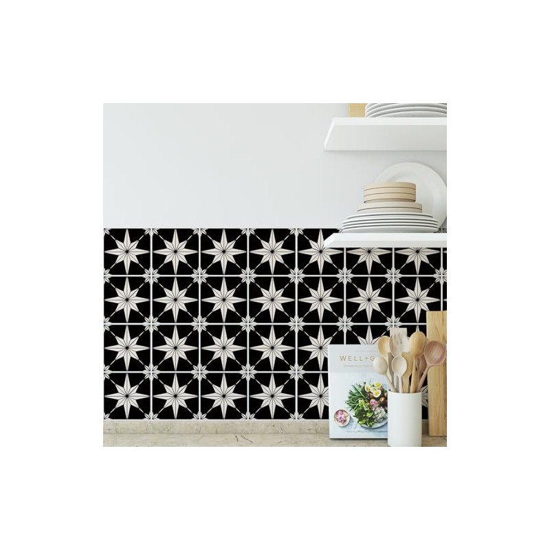 Star Compass Peel & Stick Tile Stickers 30-Pack, 4 x
