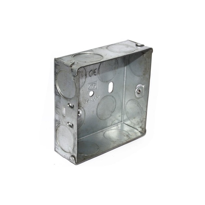 kenable Flush Single Galvanised Steel Back Box with Fixed Lugs