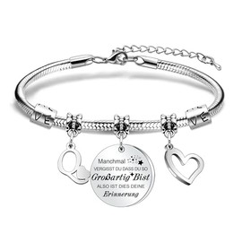 Inspirational Gifts Initial Letter Bracelet Gifts for Girls Friends Sisters Daughters Niece Girlfriend Granddaughter Memory Bracelet Gifts on Birthday Christmas Graduation, Stainless Steel, Stainless