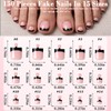 Fake Toe Nail Press ons-Black French Tip Press on Toenails