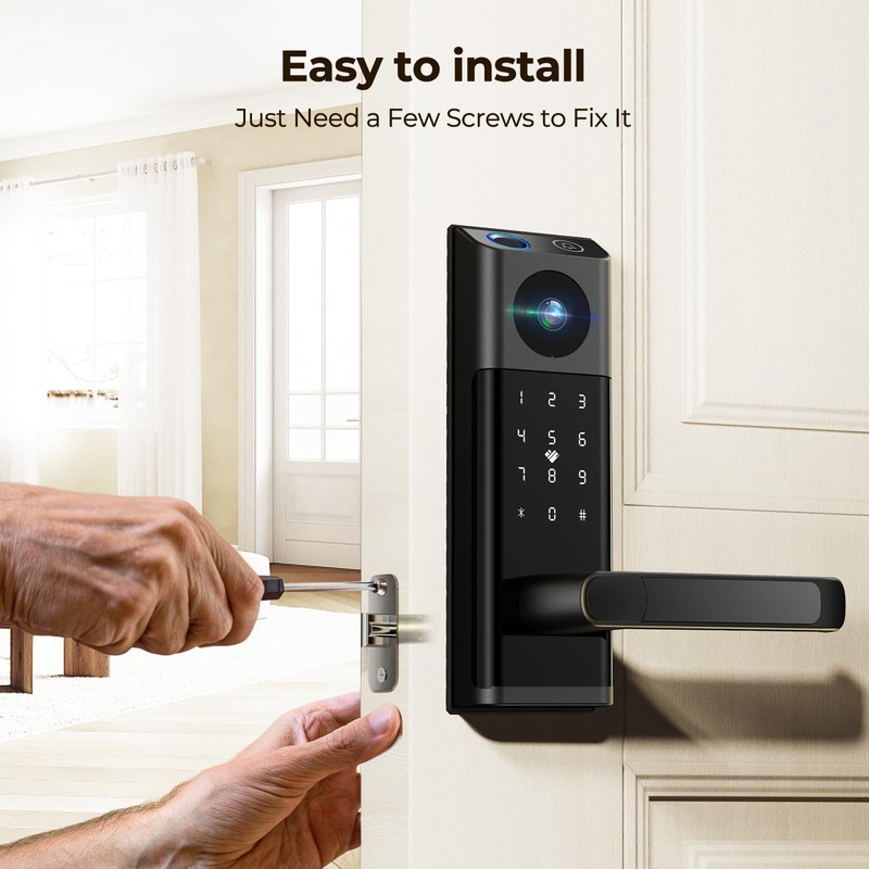 Video Smart Lock with Camera & Doorbell, 5-in-1 Keyless Entry
