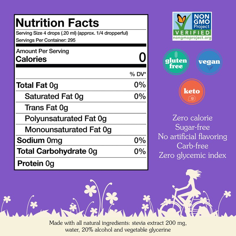 NuNaturals Clear Extract Stevia, Plant-Based Sweetener, Unflavored, Glass Bottle, 2oz