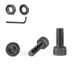 GOHODOMINO M6×16mm Socket Head Cap Screws, Nuts, Flat Washers, 20Pcs, 304 Stainless Steel 18-8, Fully Threaded Bolts, Black Oxide, with Hex Spanner