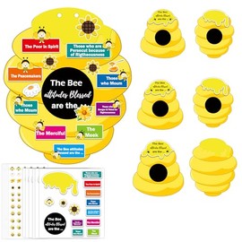 wootile Bee Attitude Sign DIY Kit 24 Sets Religious VBS Beatitudes Crafts Christian Bible Crafts Decor for Preschool Classroom Home Church School Party Supplies