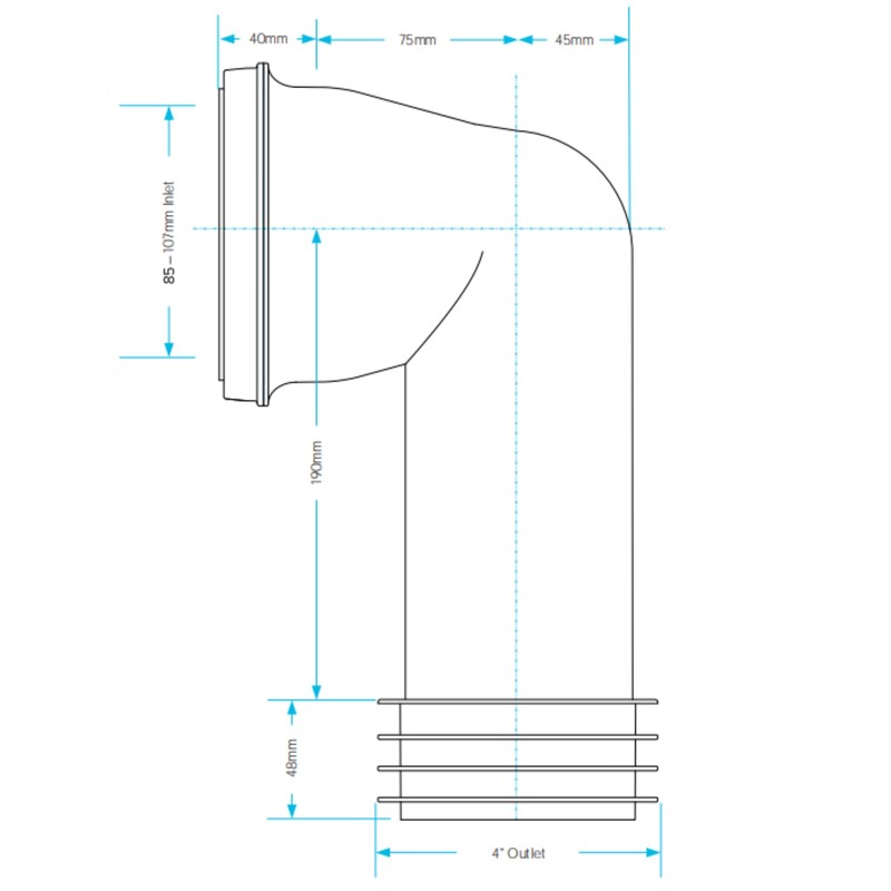 Hulthor 90° Bent WC Pan Connector – Universal Toilet Waste