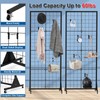 Mutualsign Grid Wall Panel Display Stand 2.1'x5.6' Ft, Movable Floorstanding