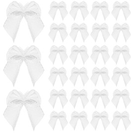 SUPVOX Pack of 100 Small Satin Ribbon Bows Grosgrain Hair Bows Embellishment for DIY Crafts (White)