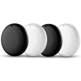 Mini Air Tags Smart Tracker Work with Apple Find My (iOS Only) 2-Pack White+2-Pack Black, IP67 Waterproof, Keys Finder and Item Locator for Keys, Bags,Luggage and More (Not for Android)