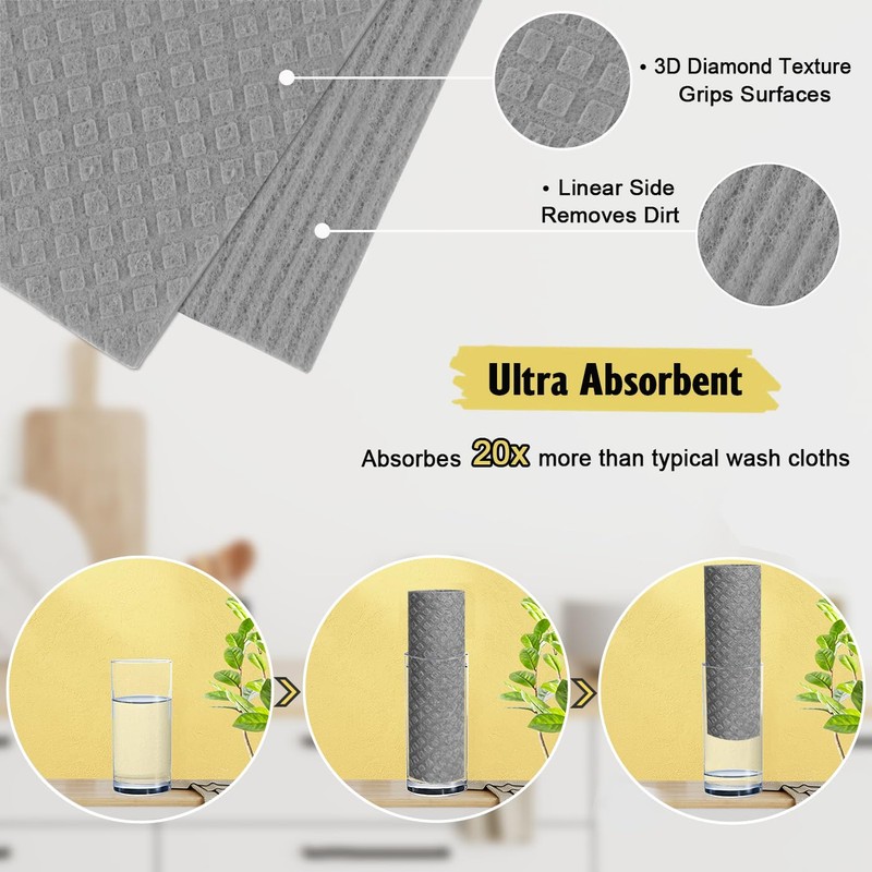 MoLKENE Swedish Dishcloths for Kitchen | 10 Pack Absorbent Cellulose