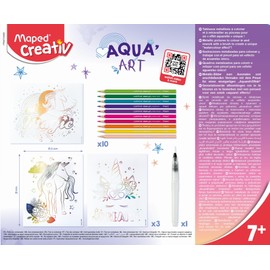 Maped Creative Aqua'Art Colouring Set Unicorn Includes 10 x Watercolour Pens and 3 x Templates on Metallic Boards