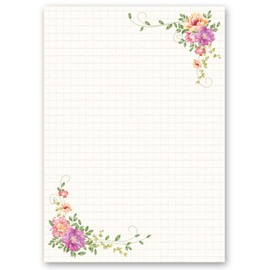 Motif-Stationery Sets Flowers & Petals, Floral Letter 10 Sheets of Stationery Paper + 10 Matching envelopes DIN Long windowless | Paper-Media