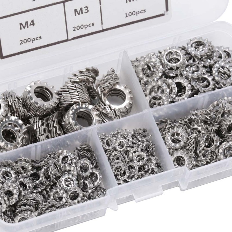 700pcs M3-M8 Combination Box Stainless Steel 304 External Toothed Washer
