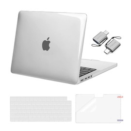 MOSISO Compatible with MacBook Pro 14 inch Case 2025 2024 2023 2022 2021 M4 M3 M2 M1 A3112 A3185 A3401 A2918 A2992 A2779 A2442, Hard Shell Cover&KeyboardCover&Screen Film&Type C Adapter, Crystal Clear