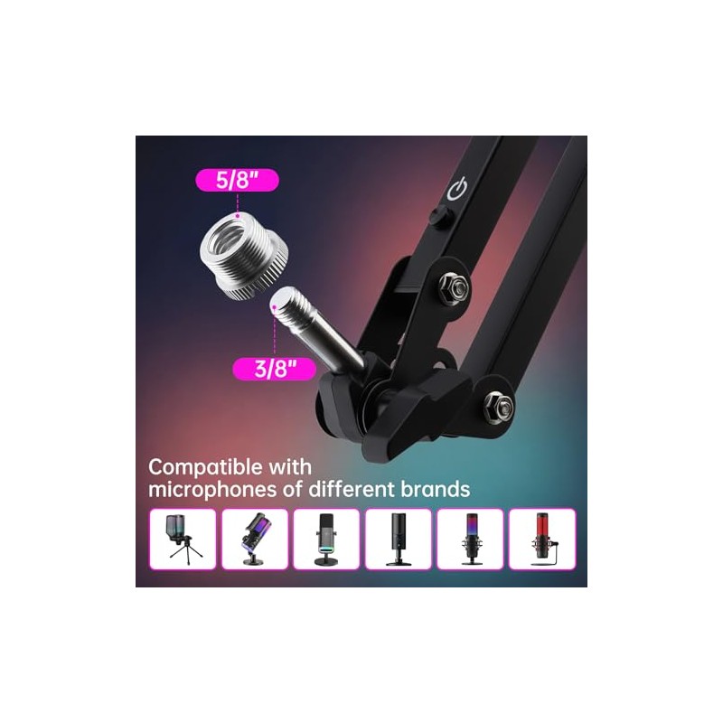 Soporte de brazo de micrófono 2 en 1 con soporte