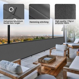 Cool Area balcony privacy screen, PES balcony cover anti-peeping, anti-rain, anti-ultraviolet, 90x300 cm, Charcoal