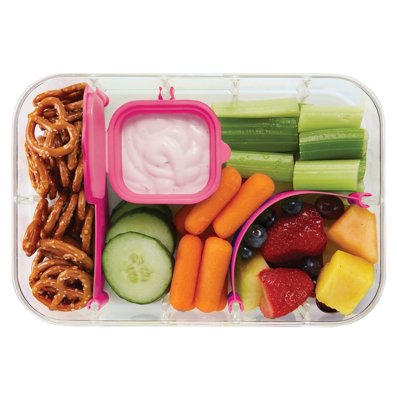 PackIt Flex Bento Food Storage Container, Ripe Raspberry, Shatterproof Crystal