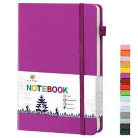 BLUMOST Lined Journal Notebooks with Pen Loop, Hardcover Notebook Journal for Work, 100Gsm Premium Thick Paper with Inner Pocket, Medium 5"x8.25", (Purple)