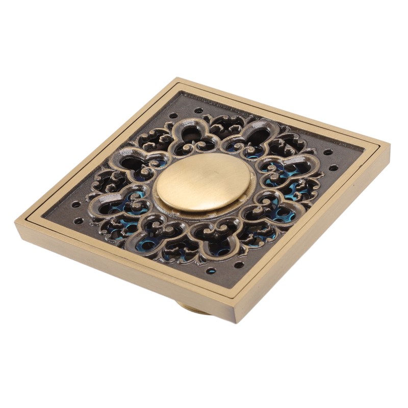 Floor Drain Metal Squared Retro Style Water Drainage Shower Drain