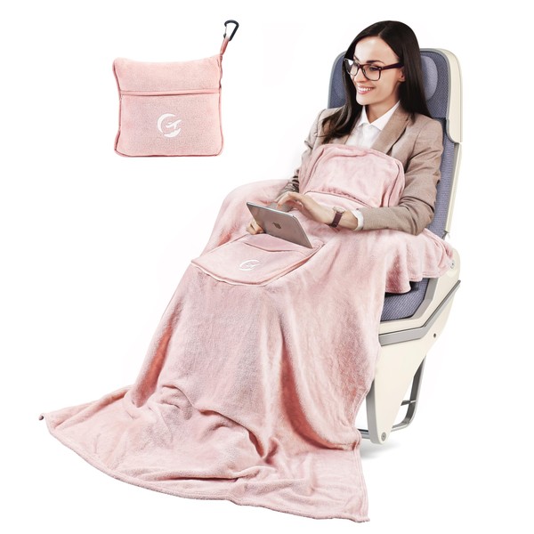 Tirrinia Travel Blanket Pillow Airplane Flight Essentials Car Pillow Traveling