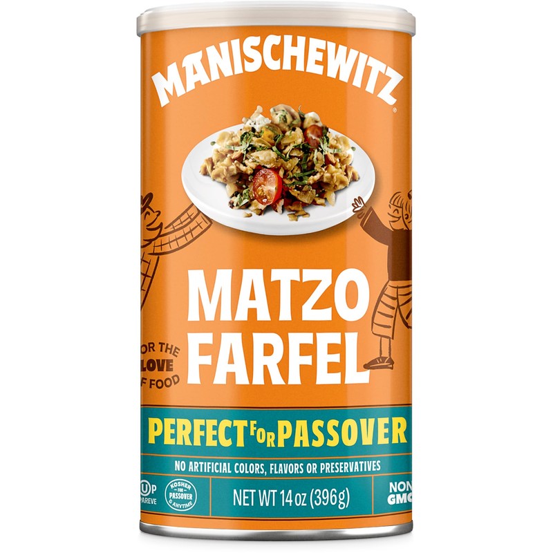 Manischewitz Matzo Farfel, 14oz Resealable Canister, Sodium Free, No Artificial