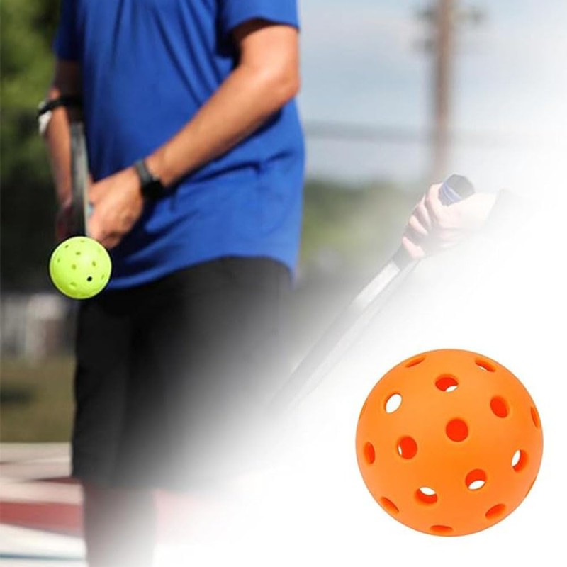 Pickleball Practice Balls, Orange Plastic, 40 Holes, Set of 4,