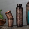 ANCIENTIMPEX Pure Copper Water Bottle with 2 Tumblers Set, Beautiful