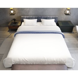 Duvet Cover Oversized King Size 1000 TC 100% Egypitian Cotton 1 Duvet Cover & 2 Pillow Shams Long Staple Quilt with Zipper 3 Piece Set for Chirstmas Navy Blue Embroidered on White Duvet