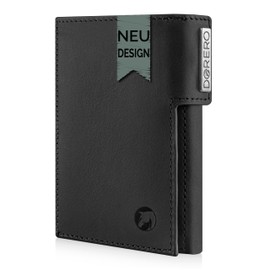DORERO Slim Wallet - Mini Wallet Men & Women Small - RFID Protection - Men's Wallet with Coin Compartment Wallet - Credit Card Holder for up to 11 Cards, Classic Black, Minimal