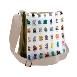 Ambesonne Gemstone Messenger Bag, Mineral Geology Theme, Unisex Cross-body