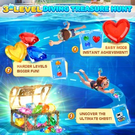 Diving Toys for Kids, Seek Treasure Underwater Pool Gem Hunt Pool Game