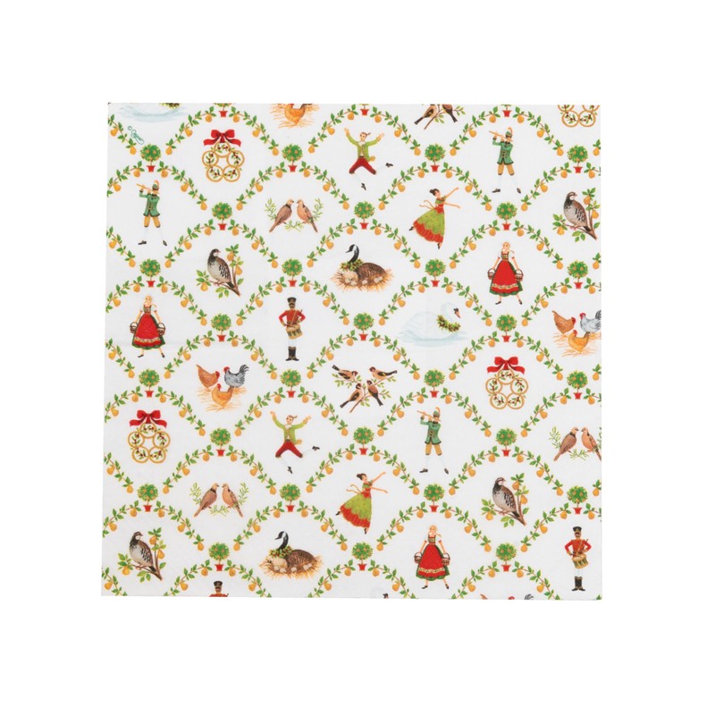 Caspari On The Twelfth Day Cocktail Napkins - includes 20