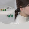 Rin Clover Earrings, Small, Cubic Zirconia, Surgical Stainless Steel, Good
