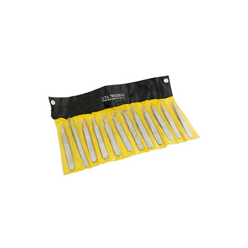 12 SS Tweezers coated steel set non magnetic craft jewellery