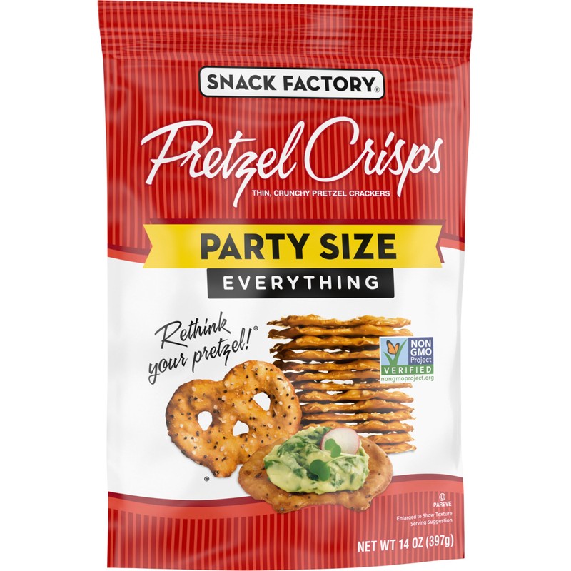 Snack Factory Everything Pretzel Crisps, Non-GMO, 14 OZ Party Size