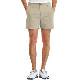 PULI Golf Shorts Men Relaxed Fit Stretch Dress Lightweight Casual Waterproof Travel Quick Dry Flat Front Shorts Stone 36W×5L