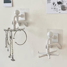 Intersnug Necklace Holder Modern Hanging Jewelry Organizer Storage Space Saving Rotating Necklace and Bracelets Holder for Closet/Door/Wall，White