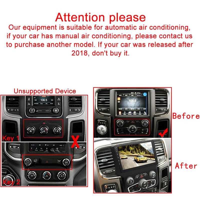 for Dodge Ram Radio 2013-2019 1500 2500 3500 9" IPS
