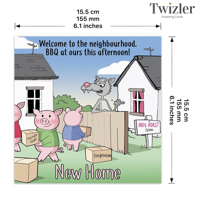 Twizler Funny New Home Card Funny Three Little Pigs &