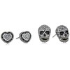 Betsey Johnson CZ Pave Heart & Skull Duo Set of