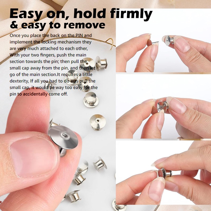 Hession Metal Pin Backs Locking Pin Keppers Clasp Nickel Plated