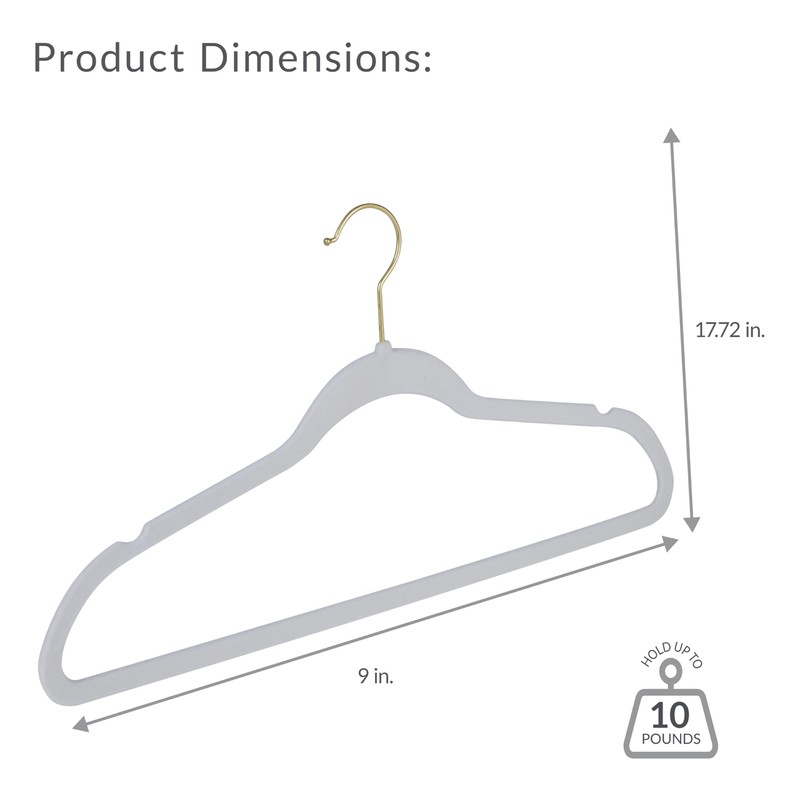 Simplify Slim Velvet Gold Hook Clothes Hangers 100 Pack |