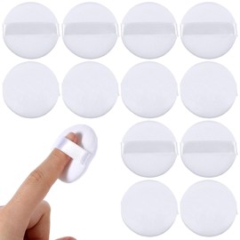 TIESOME Mini Finger Powder Puff, 12 PCS White Soft Makeup Puff 1.7 Inches Round Powder Pact Makeup Sponges Finger-Sized Reusable Loose Powder Puffs Beauty Makeup Tools for Women
