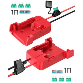 2 Pack 18V Adapter for Milwaukee M18 Battery Adapter Compatible with Power Wheels Battery Conversion Upgrade Kit for DIY Rc Car Toys, Robotics and Rc Truck with 30A Fuses Wire Terminals 12AWG Wire