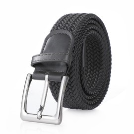 Bella Accessori Braided Elastic Belt for Men and Women Fabric Belt Elastic Braided Bracelet with Zinc Alloy Buckle Causal Unisex, darkgray