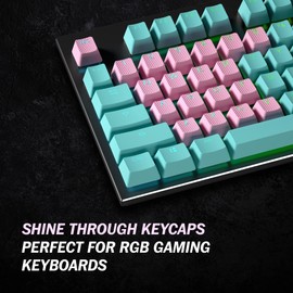 HK Gaming Rubber Keycaps Set | Anti-Slip Texture | Doubleshot Backlit Keycap Set | 23 Keys OEM Profile Key Set | for Mechanical Keyboard | Compatible with Cherry MX, Gateron, Kailh | Prism Pink