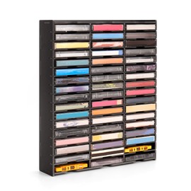 SANFURNEY 51-Slot Cassette Tape Storage, Desktop Rack Audio Tape Organizer, Wall-Mounted Cassette Holder-Black